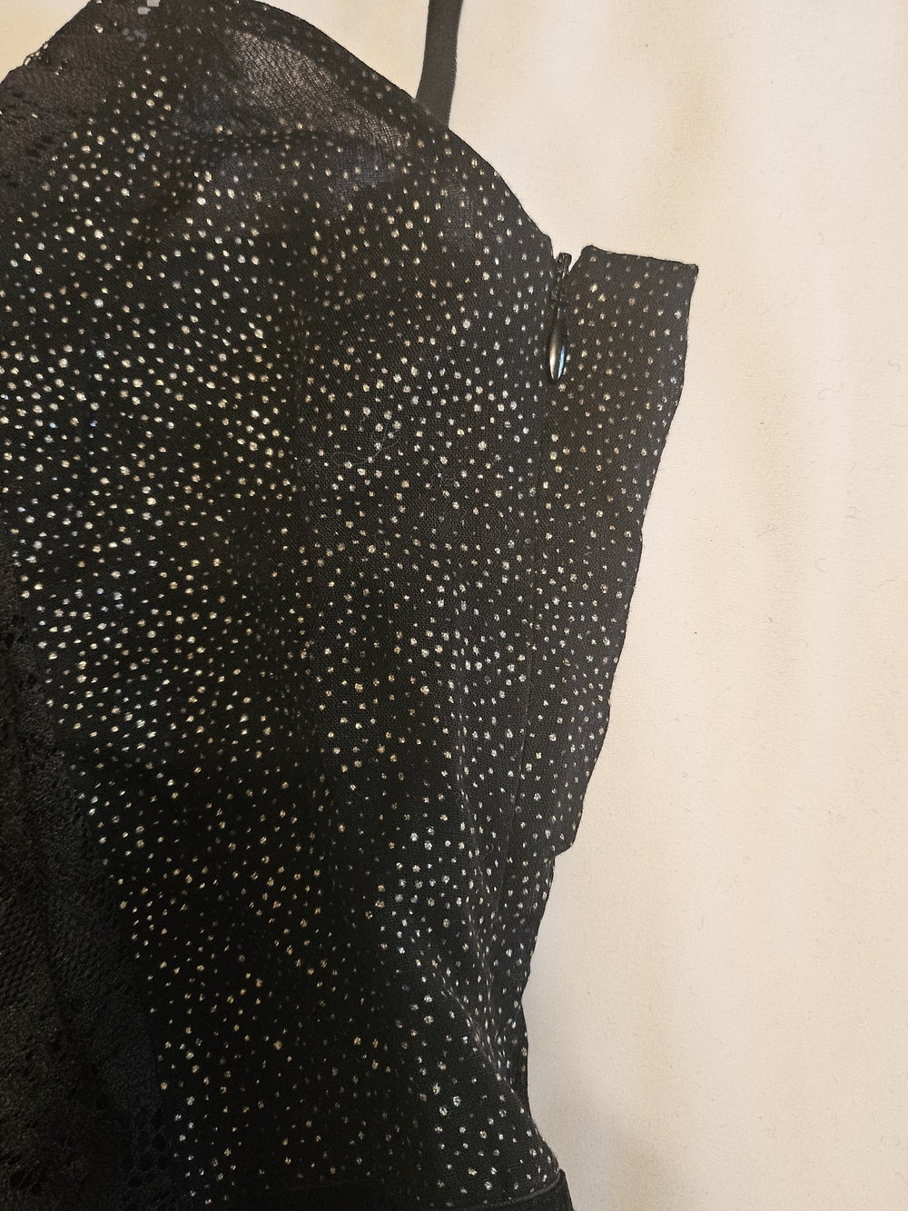 Free People Vintage Y2K Glitter Lace Sparkle Black Mini Cocktail Dress Size 8 - Picture 7 of 10